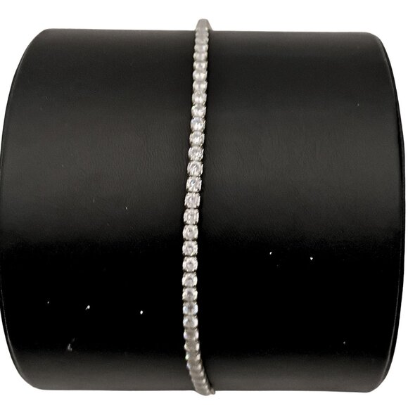 Sterling Silver Jewelry - Silver Plated Cubic Zirconia Tennis Bracelet Women Minimalist Glam Shimmer